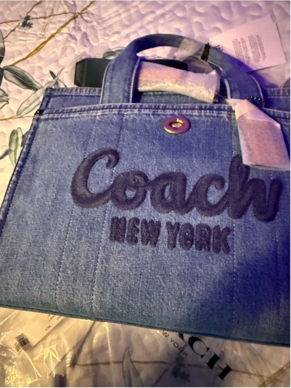 NEW Coach 13.5” Faded Denim Cargo Tote Indigo Blue CR657 NWT - Picture 7 of 16